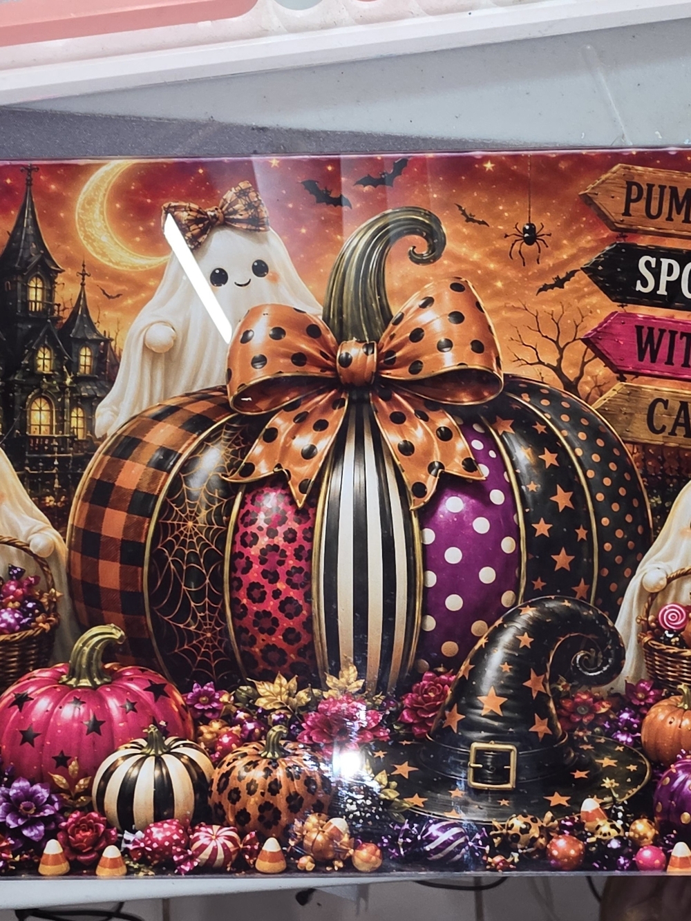 Halloween Decorative Pumpkin Glass Cutting BOARD - Orange, Black & Purple